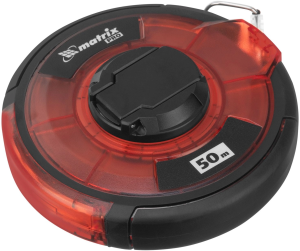 Рулетка геодезическая Matrix 31282 дл.полотна 50м изм.шкала в см зацеп простой красный/черный