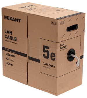 Кабель информационный Rexant 01-0146-R кат.5E F/UTP 4 пары 24AWG PVC внешний 305м черный