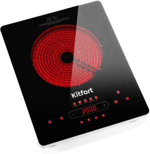 Плита Инфракрасная Kitfort КТ-153 черный/серебристый стеклокерамика (настольная)