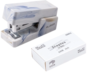 Степлер мини Deli NS083C WHITE Nusign 24/6 26/6 (25листов) белый 830скоб пластик коробка