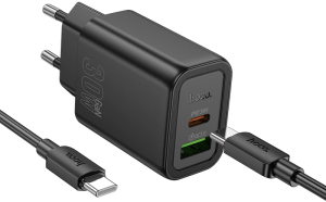 Сетевое зар./устр. Hoco N63 Gentle 30W 3A (PD+QC) USB Type-C универсальное черный (44396)