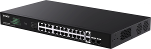 Коммутатор Tenda TEG1128P-24-250W (L2) 26x1Гбит/с 2SFP 24PoE 230W неуправляемый