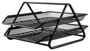 Лоток горизонтальный Deli E9183 для бумаг 350х274х185мм черный металл сетка