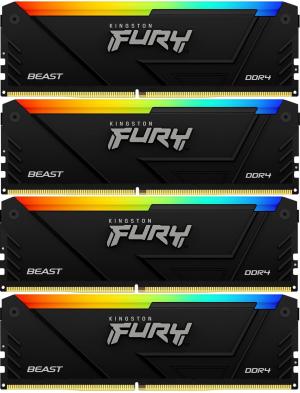 Память DDR4 4x32GB 3600MHz Kingston KF436C18BB2AK4/128 Fury Beast Black RGB RTL Gaming PC4-28800 CL18 DIMM 288-pin 1.35В dual rank с радиатором Ret