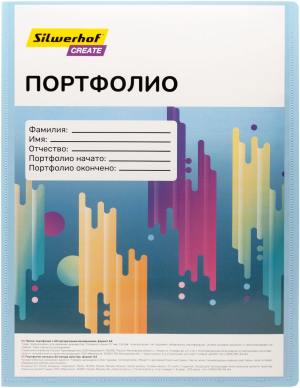 Папка-портфолио с 40 прозр.вклад. Silwerhof Create A4 пластик 0.7мм карм.на лиц.стор. голубой
