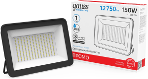 Прожектор уличный Gauss Elementary 613100150P светодиодный 150Втчерный