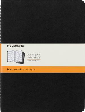 Блокнот Moleskine CAHIER JOURNAL QP321 XLarge 190х250мм обложка картон 120стр. линейка черный (3шт)