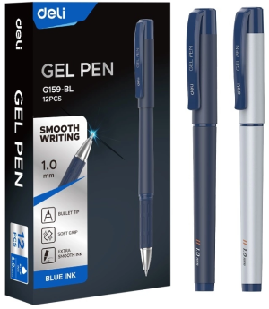 Ручка гелев. Deli EG159-BL ассорти d=1.0мм син. черн. резин. манжета