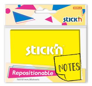 Блок самоклеящийся бумажный Stick`n 27074 76x101мм 80лист. 70г/м2 желтый неон 1цв.в упак.