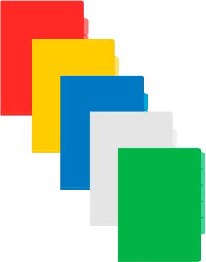 Папка-уголок Бюрократ -E366 5 уровн. A4 пластик 0.15мм ассорти