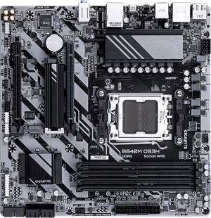 Материнская плата Gigabyte B840M DS3H SocketAM5 AMD B840 4xDDR5 mATX AC`97 8ch(7.1) 2.5Gg RAID+HDMI+DP