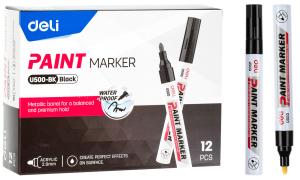 Маркер краска Deli EU500-BK пулевидный пиш. наконечник 2мм черный