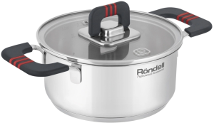 Кастрюля Rondell Stripes RDS-1636 1.2л. d=16см (с крышкой) стальной