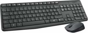 Клавиатура + мышь Logitech MK235 клав:серый мышь:серый/черный USB беспроводная Multimedia (920-007949)