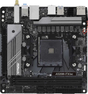Материнская плата Asrock A520M-ITX/AC Soc-AM4 AMD A520 2xDDR4 mini-ITX AC`97 8ch(7.1) GbLAN RAID+HDMI+DP