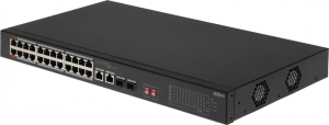 Коммутатор Dahua DH-S3226-24ET-375 (L2) 24x100Мбит/с 2x1Гбит/с 2xКомбо(1000BASE-T/SFP) 24PoE 375W неуправляемый