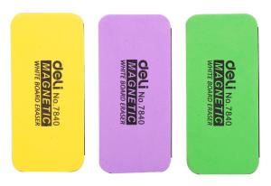 Стиратель Deli E7840 для досок пластик 11х5х3см ассорти магнитный