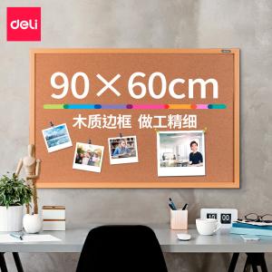 Доска пробковая Deli 8764 пробка желтый 60x90см деревянная рама