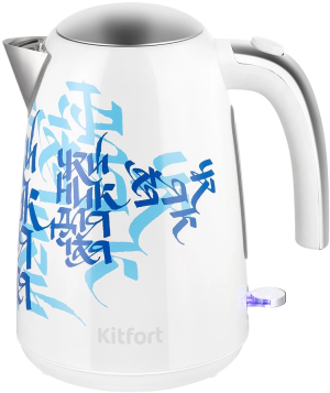 Чайник электрический Kitfort КТ-6772 1.7л. 2200Вт белый/синий корпус: металл/пластик