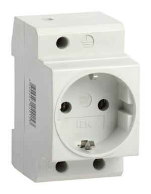 Розетка силов. IEK РАр10-3-ОП MRD10-16 одинар. DIN - рейка зазем. IP20 белый