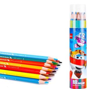 Карандаши цв. Deli EC00817 Super Wings шестигран. тополь 18цв. туба пл.