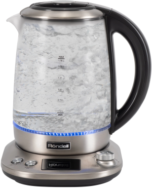 Чайник электрический Rondell RDE-1003 1.7л. 2200Вт черный корпус: стекло/металл