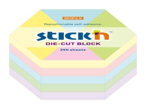 Блок самоклеящийся бумажный Stick`n 21826 61x70мм 250лист. пастель ассорти "гексагон"