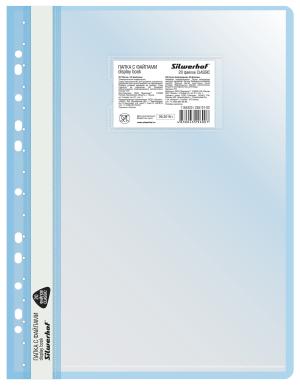 Папка-скоросшиватель Silwerhof A4 прозрач.верх.лист 20 вкладышей боков.перф. полипропилен голубой
