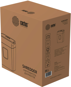 Шредер Cactus CS-SH-C2 черный (секр.P-4) фрагменты 8лист. 13лтр. скрепки скобы пл.карты