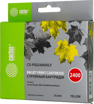 Картридж струйный Cactus CS-PGI2400XLY PGI-2400XLY желт.пигм. (20.4мл) для Canon MAXIFY iB4040/ МВ5040/ МВ5340
