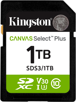 Флеш карта SDXC 1TB Kingston SDS3/1TB Canvas Select Plus w/o adapter