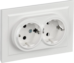 Розетка силов. IEK Brite РС12-3-БрБ BR-R21-16-K01-F 2розет. двойн. скрыт. зазем. IP20 белый (упак.:1шт)
