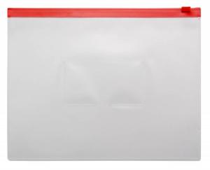 Папка на молнии ZIP Бюрократ -BPM5ARED A5 полипропилен 0.15мм карм.для визит. цвет молнии красный