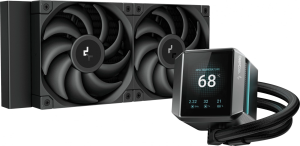 Система водяного охлаждения Deepcool Mystique 240 Soc-AM5/AM4/1200/1700/1851 черный 4-pin 36.49dB Al LCD 280W 1543gr Ret (R-LX550-BKDSNC-G-1)