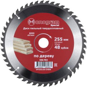 Диск пильный по дер. Monogram 086-983 d=255мм d(посад.)=30мм (циркулярные пилы) (упак.:1шт)