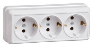 Розетка силов. IEK Октава ERO31-K01-16-DC 3розет. тройн. откр. зазем. крыш. IP20 белый (упак.:1шт)