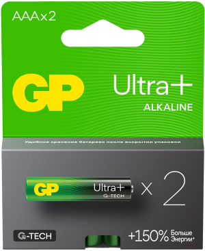 Батарея GP Ultra Plus Alkaline 24AUPA21-2CRSB2 AAA (2шт) блистер