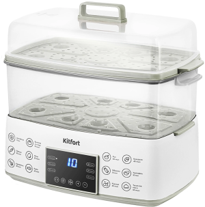 Пароварка Kitfort КТ-6431 2ярус. 800Вт белый/серый