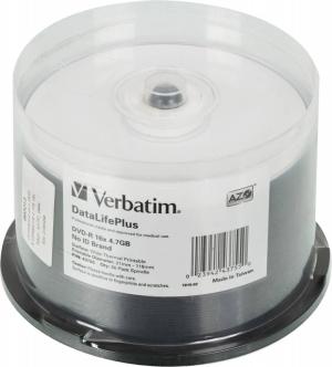 Диск DVD-R Verbatim 4.7Gb 16x Cake Box (50шт) Printable (43755)