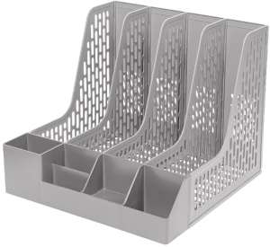 Лоток вертикальный Deli E9849 GREY E9849 4отд. сборный для бумаг 325x320x275мм серый пластик пластиковый пакет