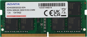 Память DDR4 32Gb 3200MHz A-Data AD4S320032G22-SGN RTL PC4-25600 CL22 SO-DIMM 260-pin 1.2В single rank Ret