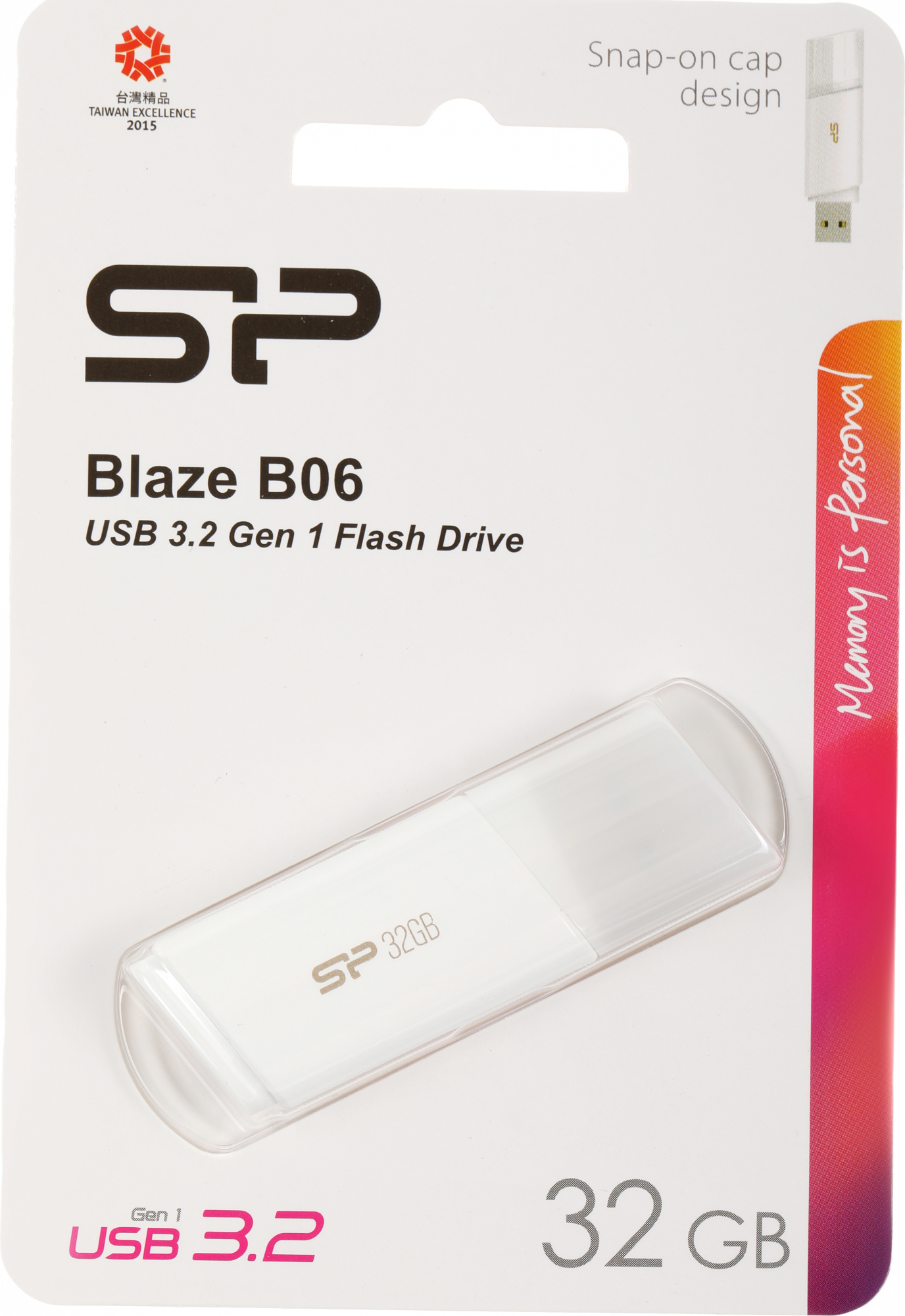 Флеш Диск Silicon Power 32Gb Blaze B06 SP032GBUF3B06V1W USB3.1 белый