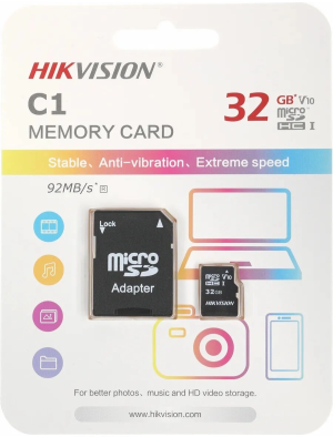 Флеш карта microSDHC 32GB Hikvision HIKSEMI HS-TF-C1 32G V30 + adapter