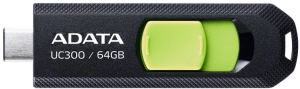 Флеш Диск A-Data 64Gb Type-C UC300 ACHO-UC300-64G-RBK/GN USB3.2 черный/зеленый