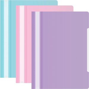 Папка-скоросшиватель Бюрократ Pastel -PSLPAST-MP A4 прозрач.верх.лист пластик ассорти 0.14/0.18 (упак.:3шт)