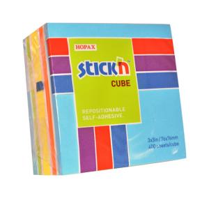 Блок самоклеящийся бумажный Stick`n 21538 76x76мм 400лист. 70г/м2 неон+пастель 6цв.в упак.