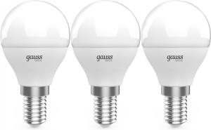 Лампа светодиодная Gauss Basic 10531252T 5.5Вт цок.:E14 шар 220B 4100K св.свеч.бел.нейт. (упак.:3шт)