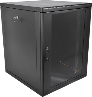 Шкаф коммутационный ЦМО (ШРН-М-12.500-9005) настенный 12U 600x520мм пер.дв.стекл 130кг черный 456мм 21.6кг 180град. 610мм