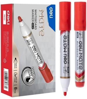 Маркер для досок Deli EU052-RD Mate пулевидный пиш. наконечник 2мм 1цв. красный коробка