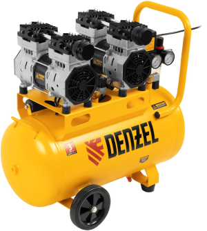 Компрессор поршневой Denzel DLS 1500/50 безмасляный 260л/мин 50л 1500Вт желтый